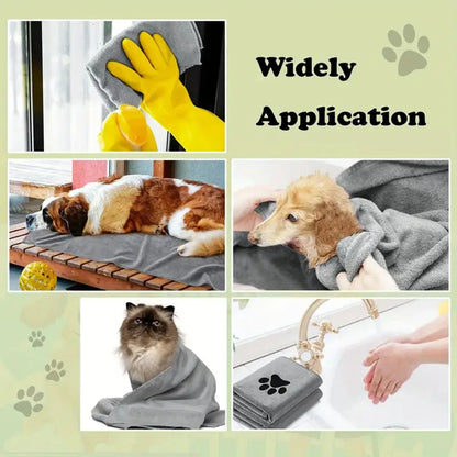 Mikrofaser-Baddecke, bestickt, superweich, saugfähig, schnell trocknend, dick, für Hunde und Katzen, geeignet für Baden und Pflege