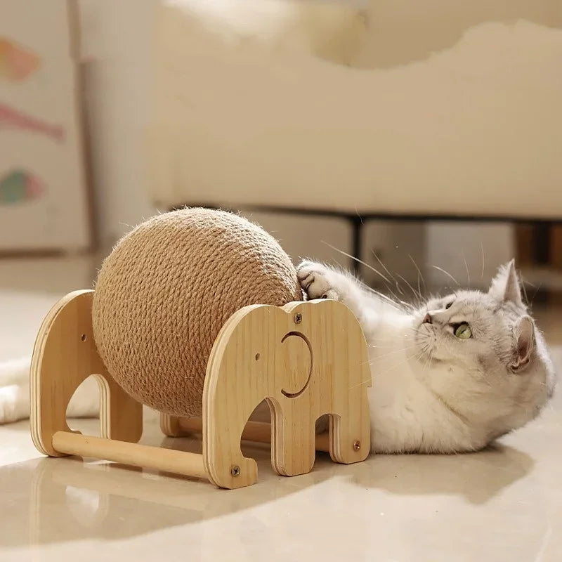 Kratzspielzeug mit Ball, natürlicher Sisal-Kratzball für Katzen, Kratzbrett mit Ball, Katzen-Trainingsrad